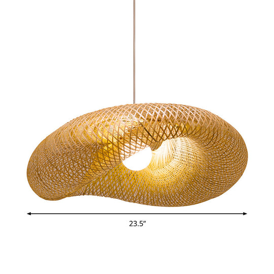 Twist Pendant Lighting - Bamboo 1-Light Hanging Lamp In Beige Multiple Sizes