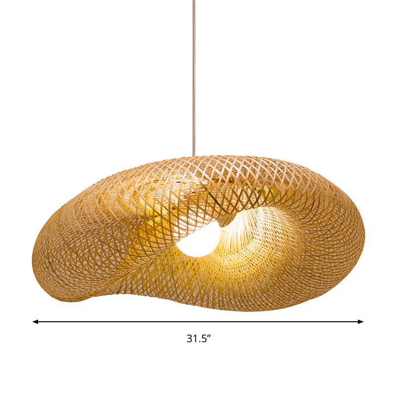 Twist Pendant Lighting - Bamboo 1-Light Hanging Lamp In Beige Multiple Sizes