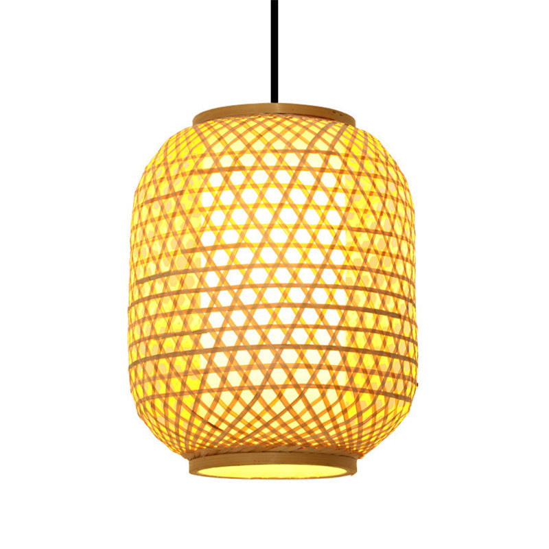 Asia Bamboo Hanging Pendant Ceiling Light – 16’/19.5’ Height Beige 1 For Dining Room