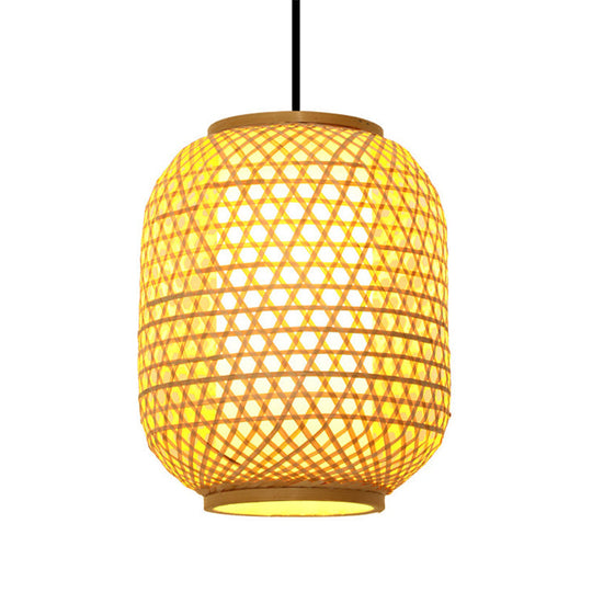 Asia Bamboo Hanging Pendant Ceiling Light – 16’/19.5’ Height Beige 1 For Dining Room