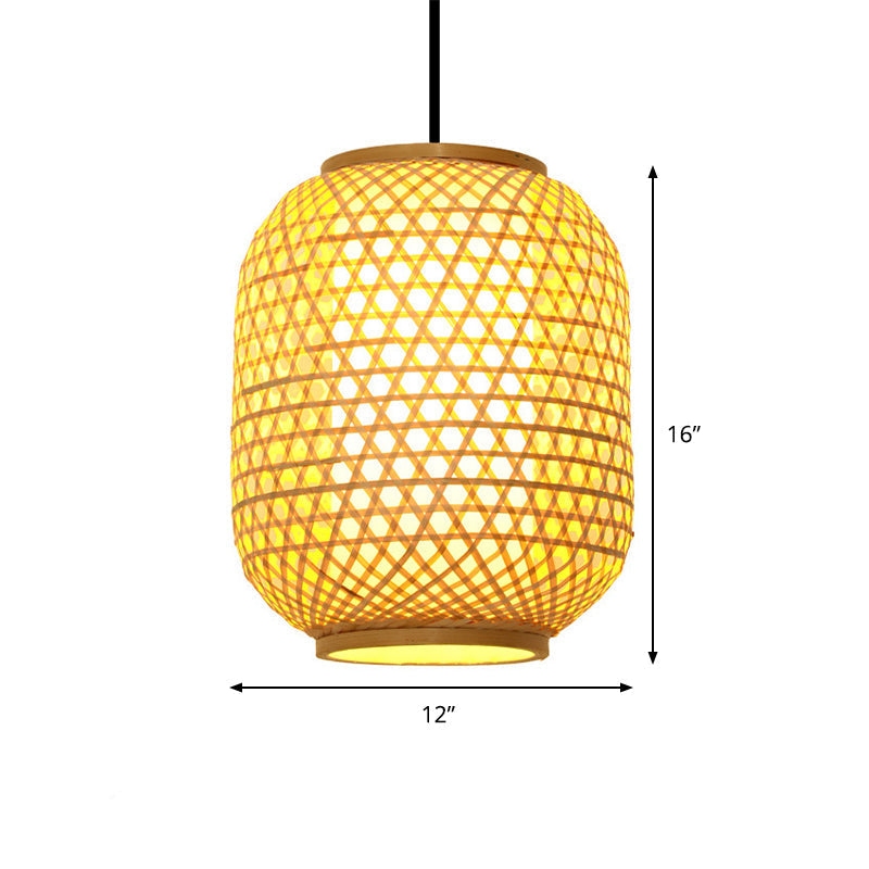 Asia Bamboo Hanging Pendant Ceiling Light – 16’/19.5’ Height Beige 1 For Dining Room