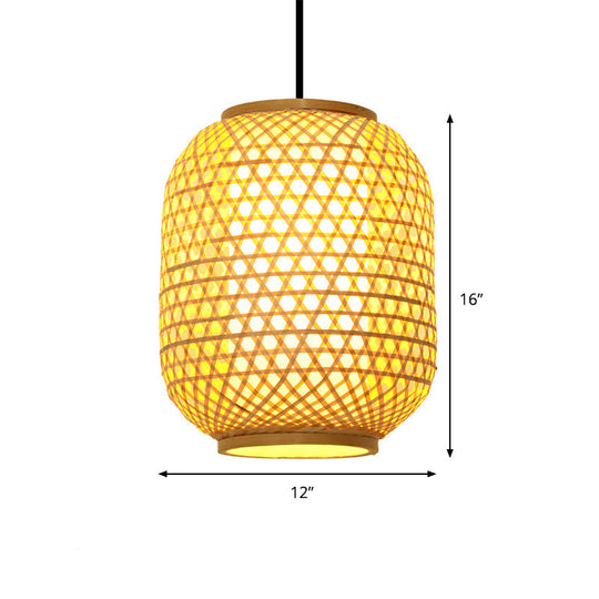 Asia Bamboo Hanging Pendant Ceiling Light – 16’/19.5’ Height Beige 1 For Dining Room