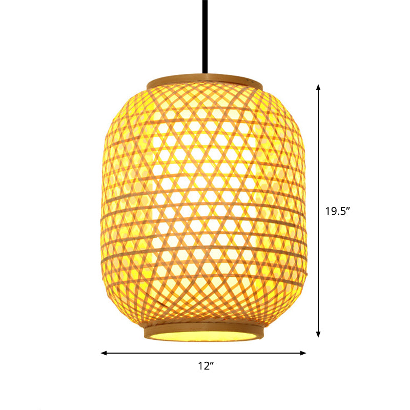 Asia Bamboo Hanging Pendant Ceiling Light – 16’/19.5’ Height Beige 1 For Dining Room