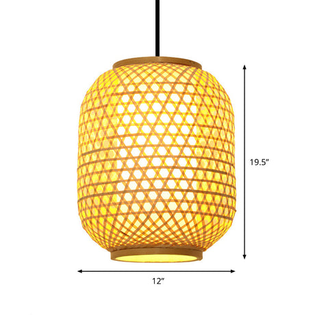 Asia Bamboo Hanging Pendant Ceiling Light – 16’/19.5’ Height Beige 1 For Dining Room