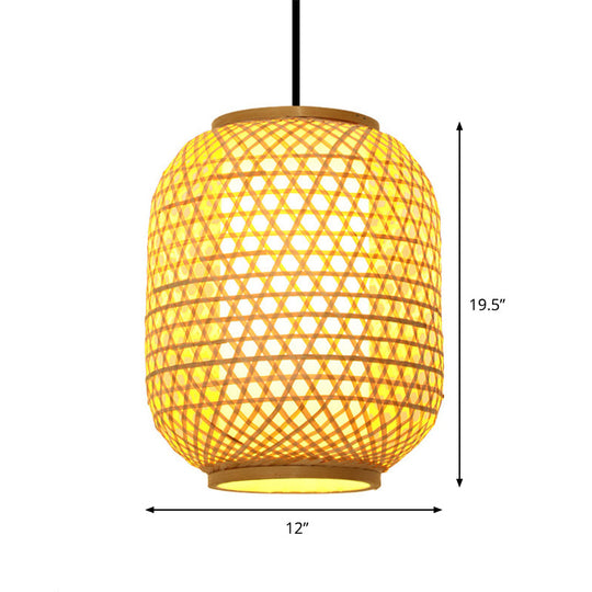 Asia Bamboo Hanging Pendant Ceiling Light – 16’/19.5’ Height Beige 1 For Dining Room