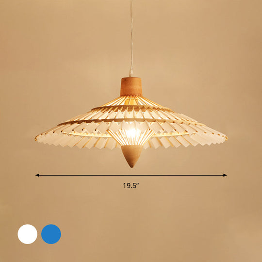 Asia Bamboo Ceiling Light Pendant - 19.5’ / 23.5’ 27.5’ White/Blue