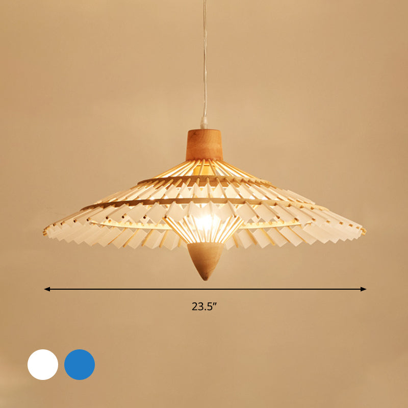 Asia Bamboo Ceiling Light Pendant - 19.5’ / 23.5’ 27.5’ White/Blue