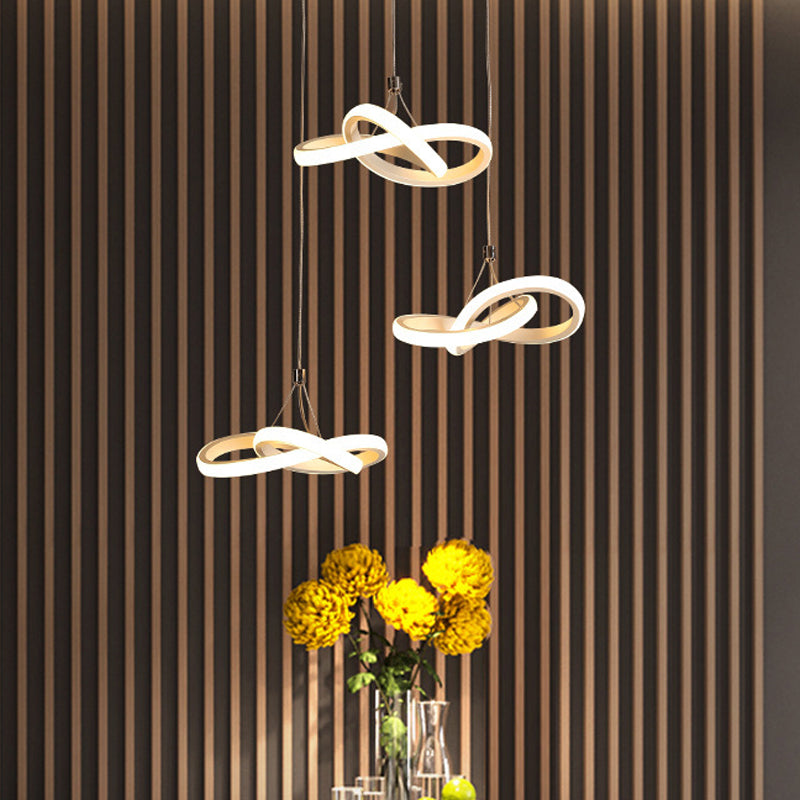 Contemporary Led Pendant Chandelier: Seamless Metal Suspension Light In Warm/White White / Warm