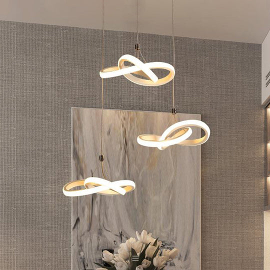 Contemporary Led Pendant Chandelier: Seamless Metal Suspension Light In Warm/White