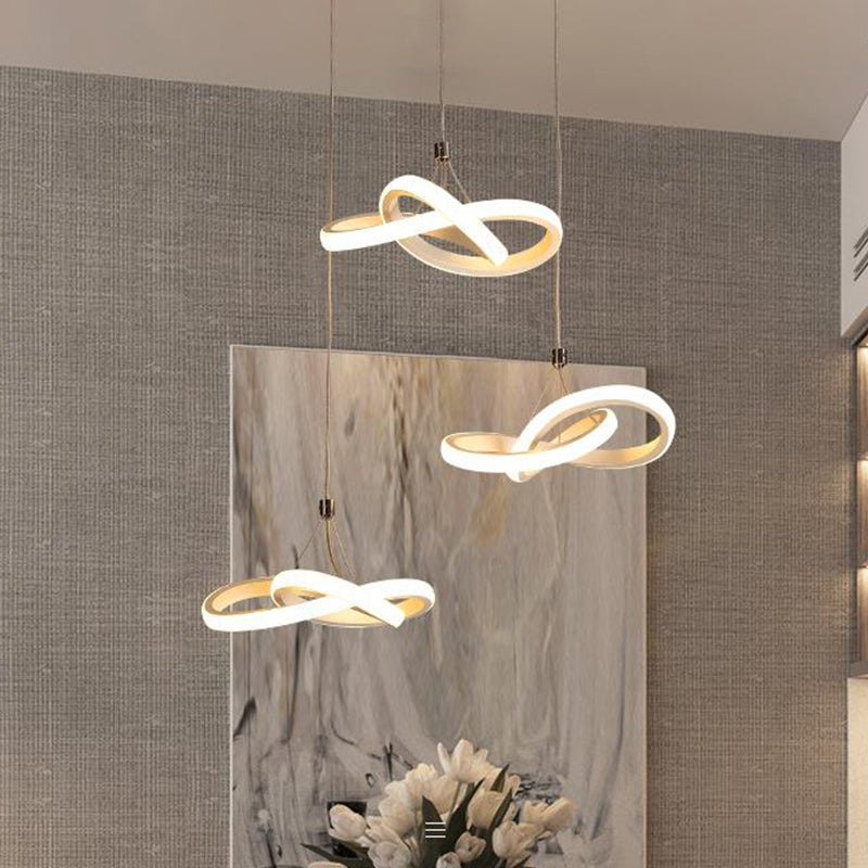 Contemporary Seamless Metal Led Pendant Chandelier In White Warm/White Light