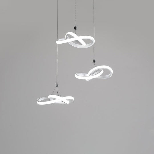 Contemporary Seamless Metal Led Pendant Chandelier In White Warm/White Light