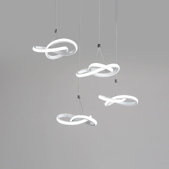 White Led Acrylic Ceiling Chandelier - Seamless Curve Design With Warm/White Light