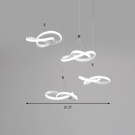 White Led Acrylic Ceiling Chandelier - Seamless Curve Design With Warm/White Light