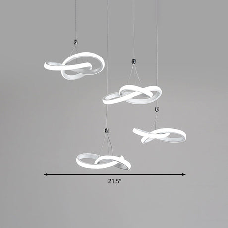 Sleek Acrylic Curve Led Chandelier Light - Seamless Hang Ceiling Lamp Simple White Design Warm/White