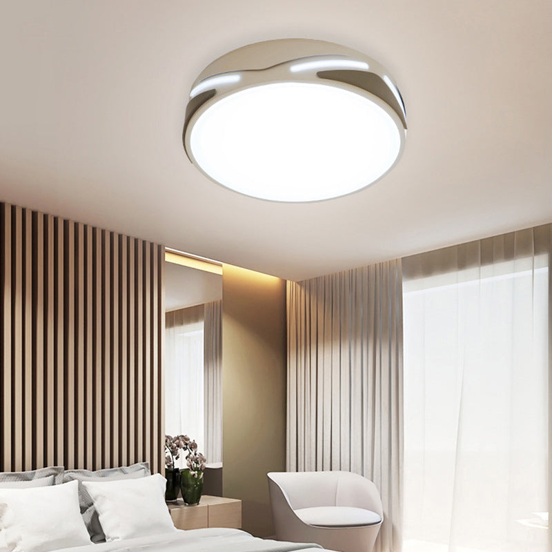 Modern Led Flush Light Fixture - 18.5’/21.5’ Wide White Ceiling Mount Round Metal Shade