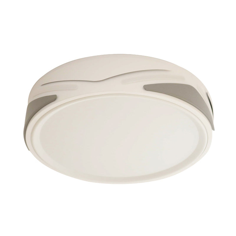 Modern Led Flush Light Fixture - 18.5/21.5 Wide White Ceiling Mount Round Metal Shade