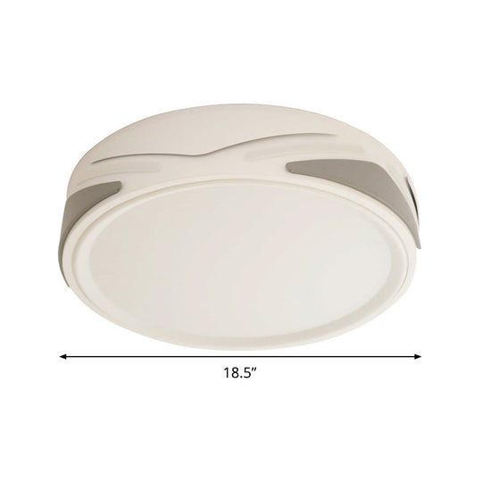 Modern Led Flush Light Fixture - 18.5’/21.5’ Wide White Ceiling Mount Round Metal Shade