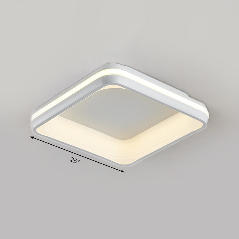 Simple Style Metal Square Flush Light - 19’ Or 25’ Wide Led Ceiling Mounted Fixture With