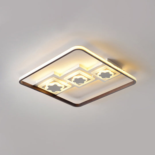 Modern Geometric Led Flush Mount Ceiling Lamp In Black - 19.5’/37.5’ Wide