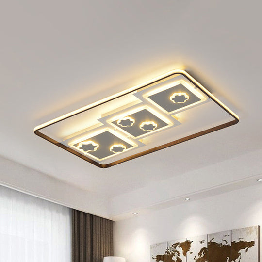 Modern Geometric Led Flush Mount Ceiling Lamp In Black - 19.5/37.5 Wide / 37.5