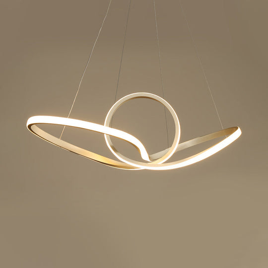 Gold Seamless Ceiling Light: Simple Acrylic Pendant Chandelier In Warm/White Light