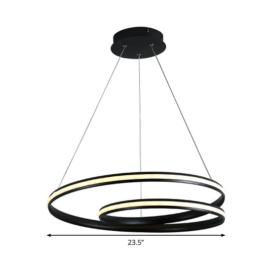 Contemporary Metal Black Chandelier - Seamless Curve Design Led Pendant Light (18’/23.5’/30’