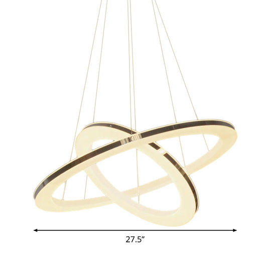 Modern Chrome Orbit Led Chandelier - Simple Style Metal Hanging Lamp In Warm/White/Natural Light