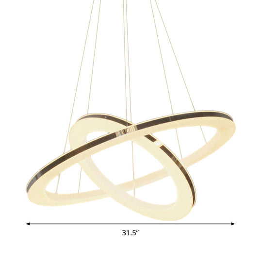 Modern Chrome Orbit Led Chandelier - Simple Style Metal Hanging Lamp In Warm/White/Natural Light