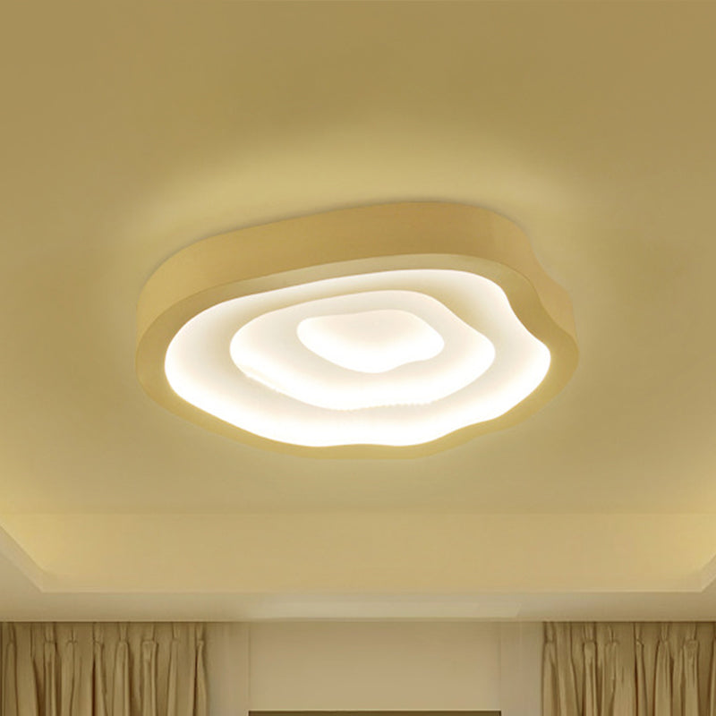 Minimalist White Led Flush Mount Lamp - 21’/25’ Wide Tree - Ring Ceiling Light With 3 Color Options