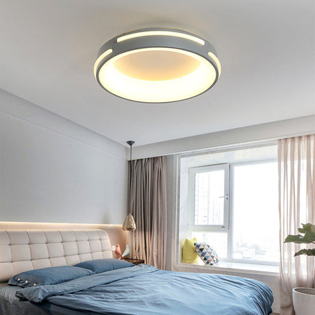 Modern Gray Circle Led Ceiling Light Fixture Warm/White Lighting 18.5/24.5 Wide Grey / 18.5 White