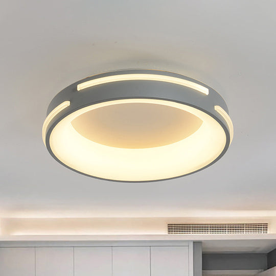 Modern Gray Circle Led Ceiling Light Fixture Warm/White Lighting 18.5’/24.5’ Wide