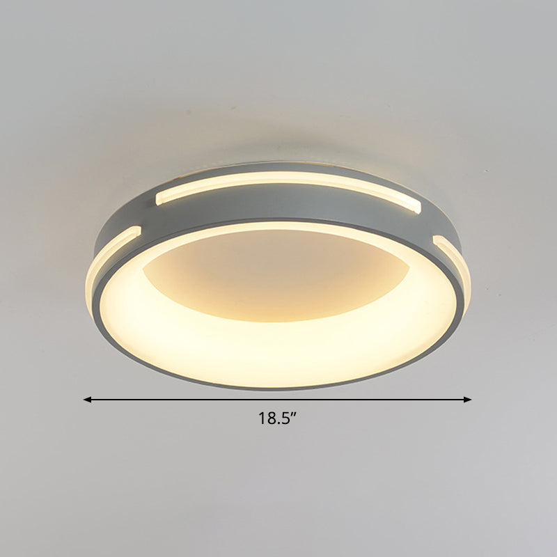 Modern Gray Circle Led Ceiling Light Fixture Warm/White Lighting 18.5’/24.5’ Wide