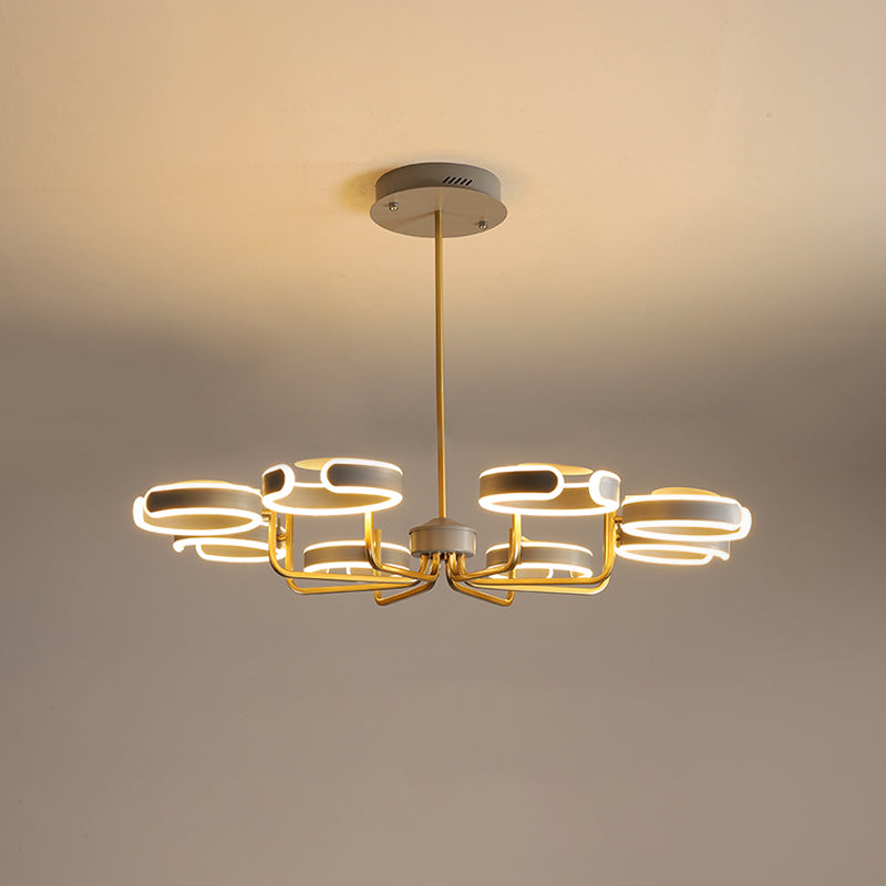 Modern Starburst Metal Chandelier Lamp - 8/10 Heads Black/Gray/White Pendant Light Kit Warm/White