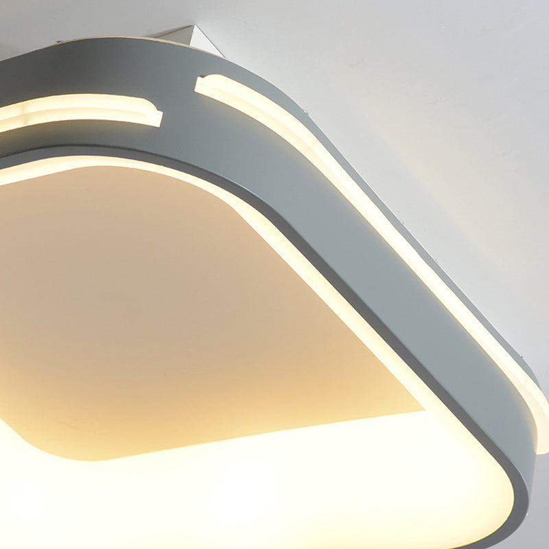 Modern Gray Square Metal Ceiling Mount Led Flush Lamp - 18.5’/24.5’ Wide; Warm/White Light