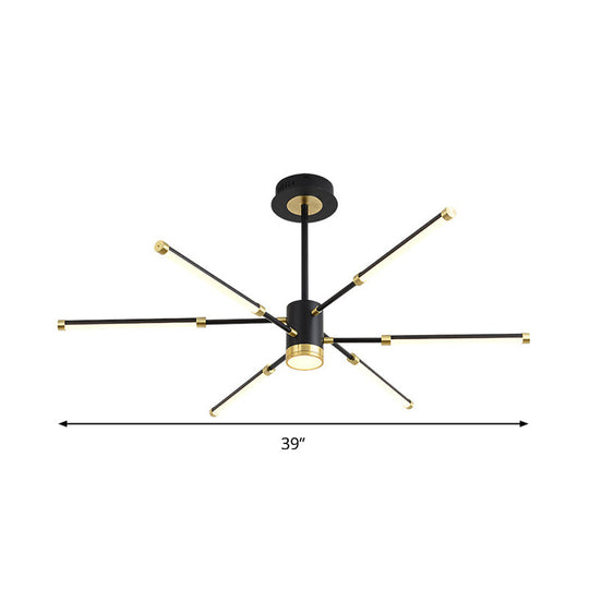 Sputnik Modern Hanging Chandelier - Metal Black Finish 6/8 Lights Warm/White Suspension Light