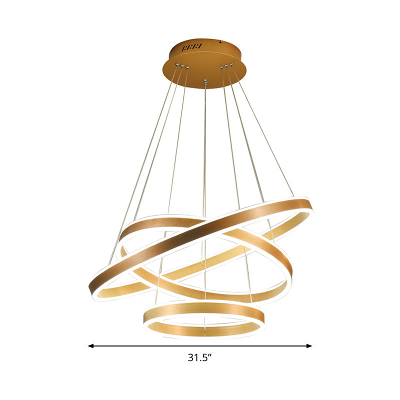 Postmodern Acrylic Led Suspension Light: Gold Ring Hanging Lamp Kit For Living Room (Warm/White