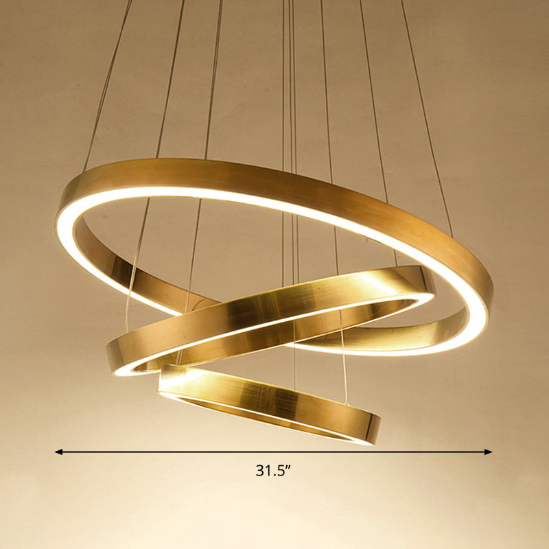Modern Gold Led Pendant Light Kit For Living Room - Warm/White Lighting