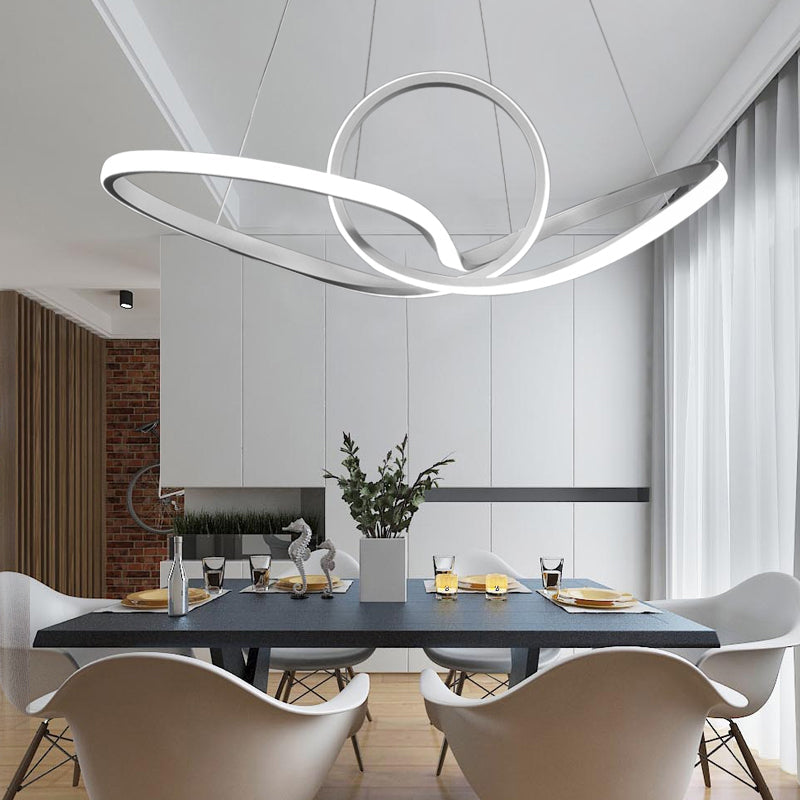 Minimalist Acrylic Led Pendant Chandelier - Seamless Curve Hanging Ceiling Light In Warm/White