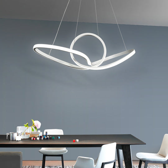 Minimalist Acrylic Led Pendant Chandelier - Seamless Curve Hanging Ceiling Light In Warm/White