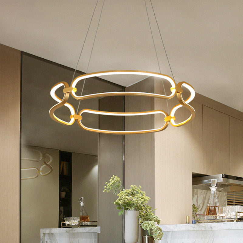 23.5’/31.5’ Minimalist Gold Led Pendant Chandelier - Metal Hanging Light With Adjustable