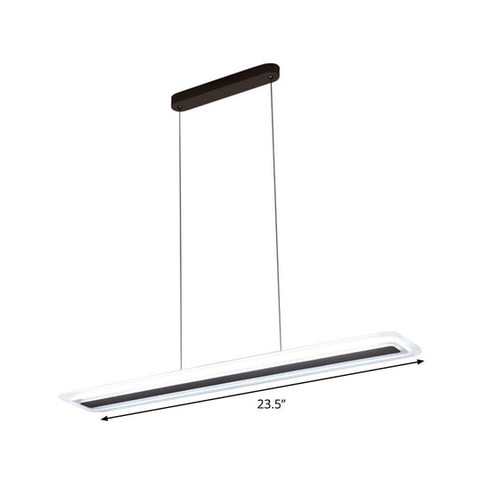 Sleek Black Panel Chandelier Light Fixture - Acrylic Led Hanging Lamp In Warm/White