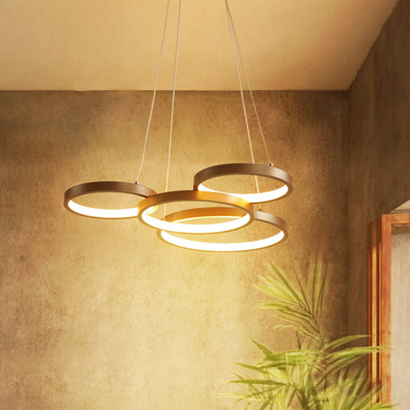 Minimalist Acrylic Led Pendant Chandelier - Coffee Ring Hanging Ceiling Light (Warm/White)
