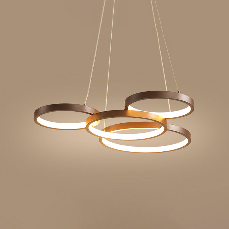 Minimalist Acrylic Led Pendant Chandelier - Coffee Ring Hanging Ceiling Light (Warm/White)