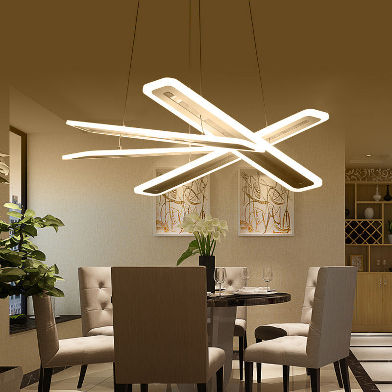 Modern Acrylic Led Ceiling Chandelier Rectangle Shape Warm/White Light