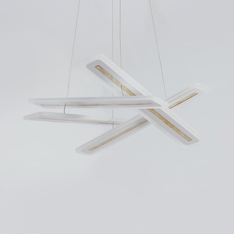 Modern Acrylic Led Ceiling Chandelier Rectangle Shape Warm/White Light