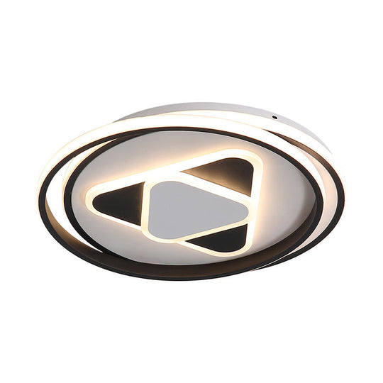 Contemporary Black Triangle Flush Mount Led Ceiling Light - 16.5/20.5 Wide Warm/3 Color Lighting