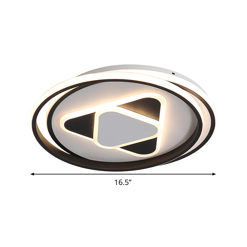 Contemporary Black Triangle Flush Mount Led Ceiling Light - 16.5’/20.5’ Wide Warm/3 Color Lighting