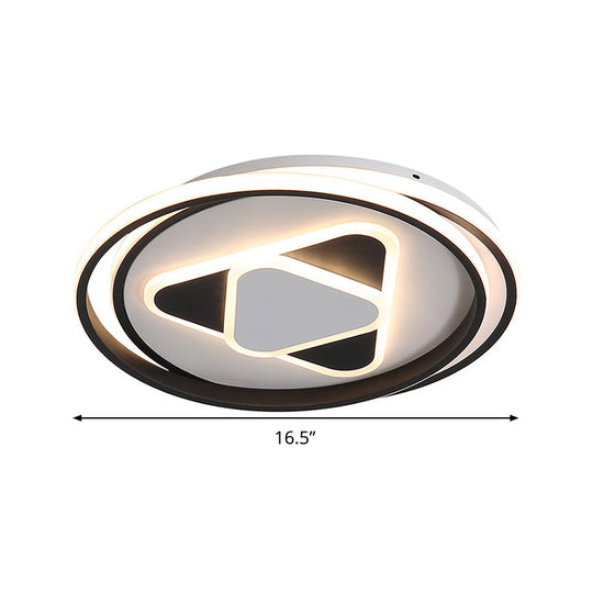Contemporary Black Triangle Flush Mount Led Ceiling Light - 16.5’/20.5’ Wide Warm/3 Color Lighting