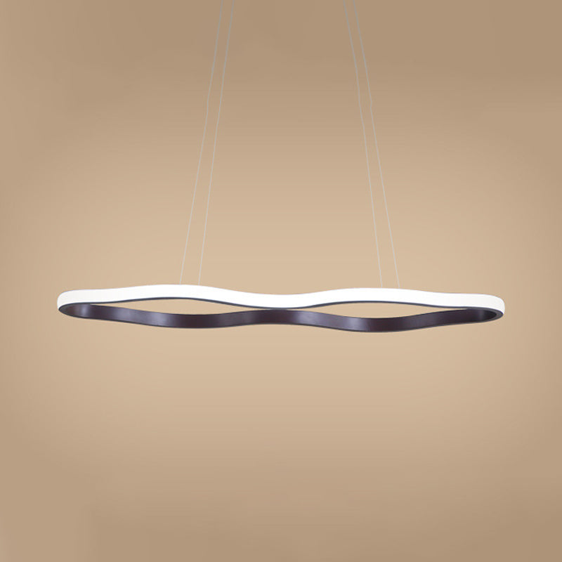 Modern Acrylic Coffee Wave Hanging Led Ceiling Light - 23.5’/36.5’/47’ Wide Warm/White