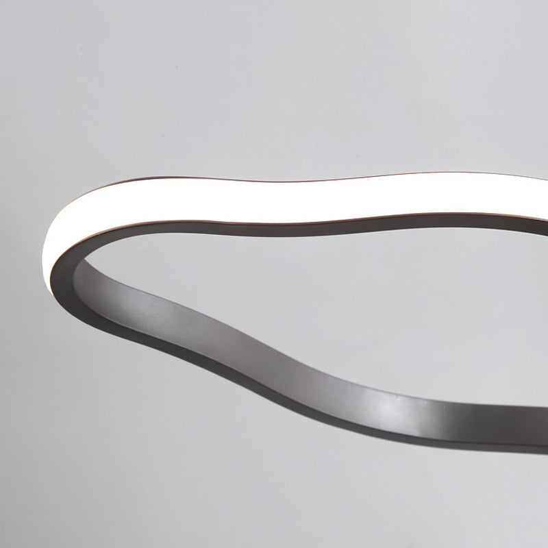 Modern Acrylic Coffee Wave Hanging Led Ceiling Light - 23.5’/36.5’/47’ Wide Warm/White